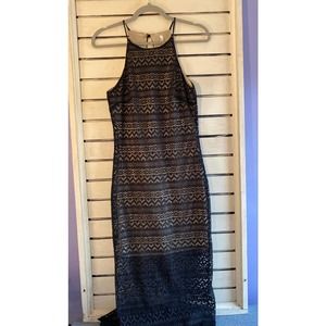 Woman’s long dress size xs small black crochet sleeveless spaghetti strap liner